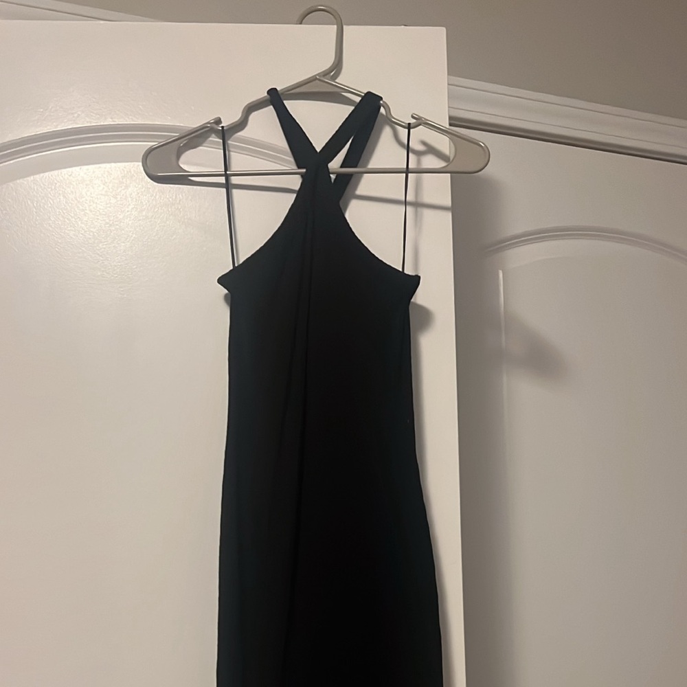 Black maxi dress with side slit